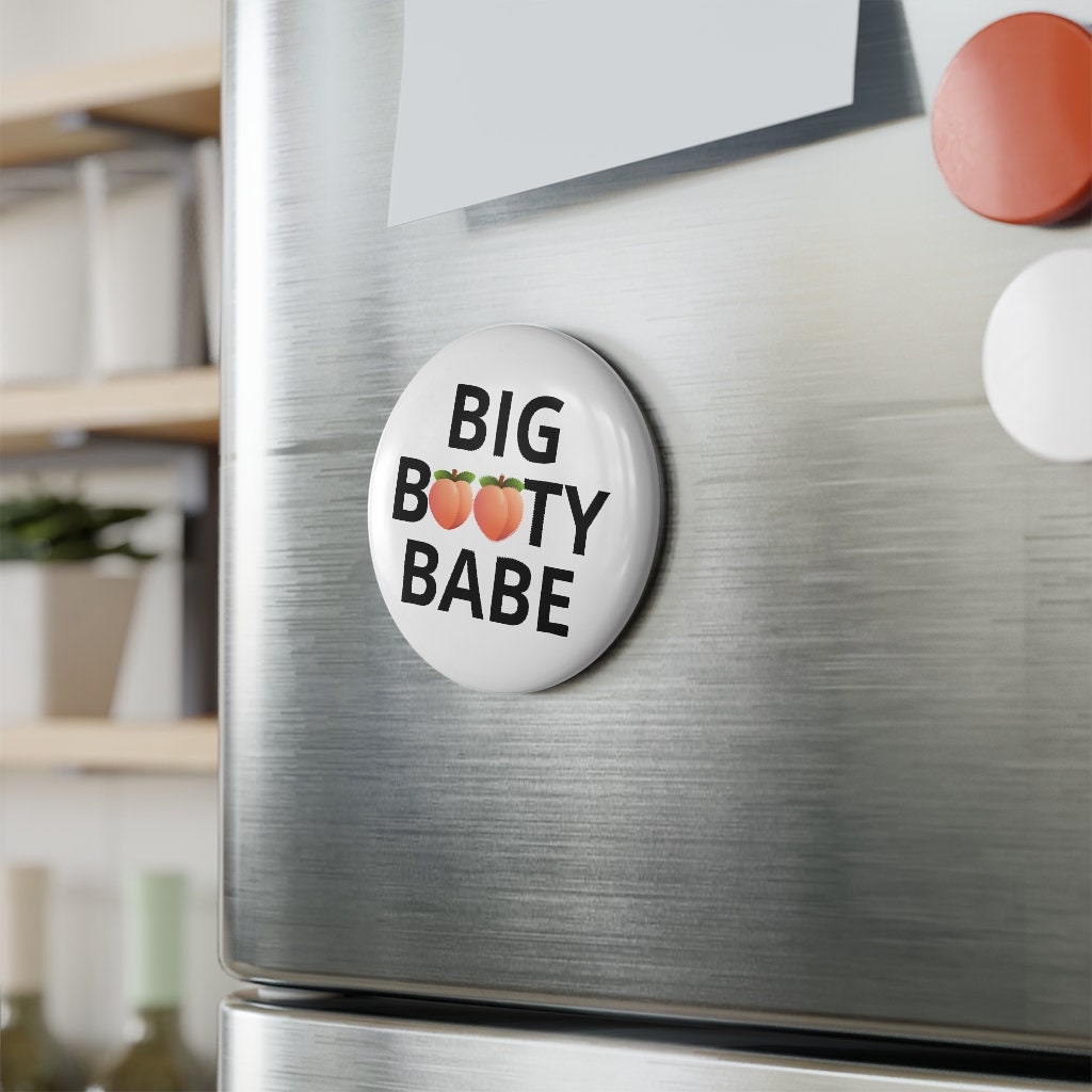 Big Booty Babe Peach Butt Button Magnet, Round (1 & 10 pcs)