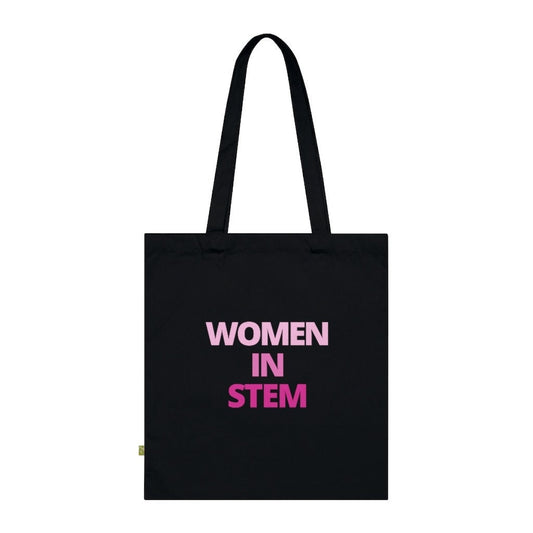 Women In STEM Pink Ombre Organic Black Cotton Tote Bag