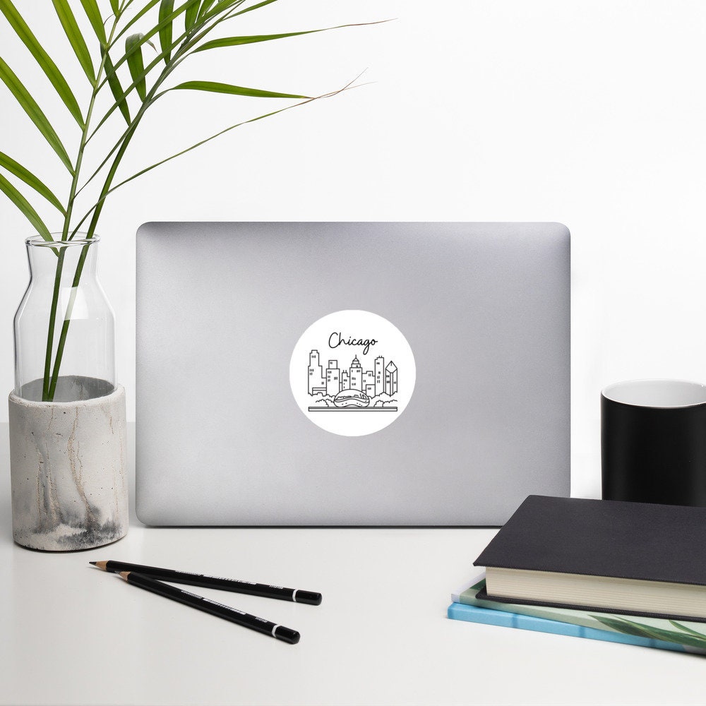 Chicago Skyline Bubble-Free Circle Stickers