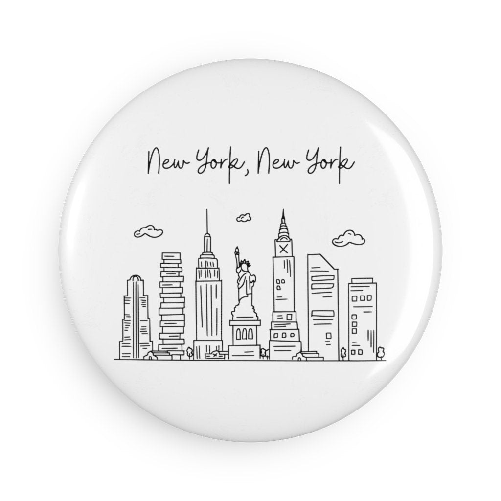 New York, New York Button Magnet, Round (1 & 10 pcs)