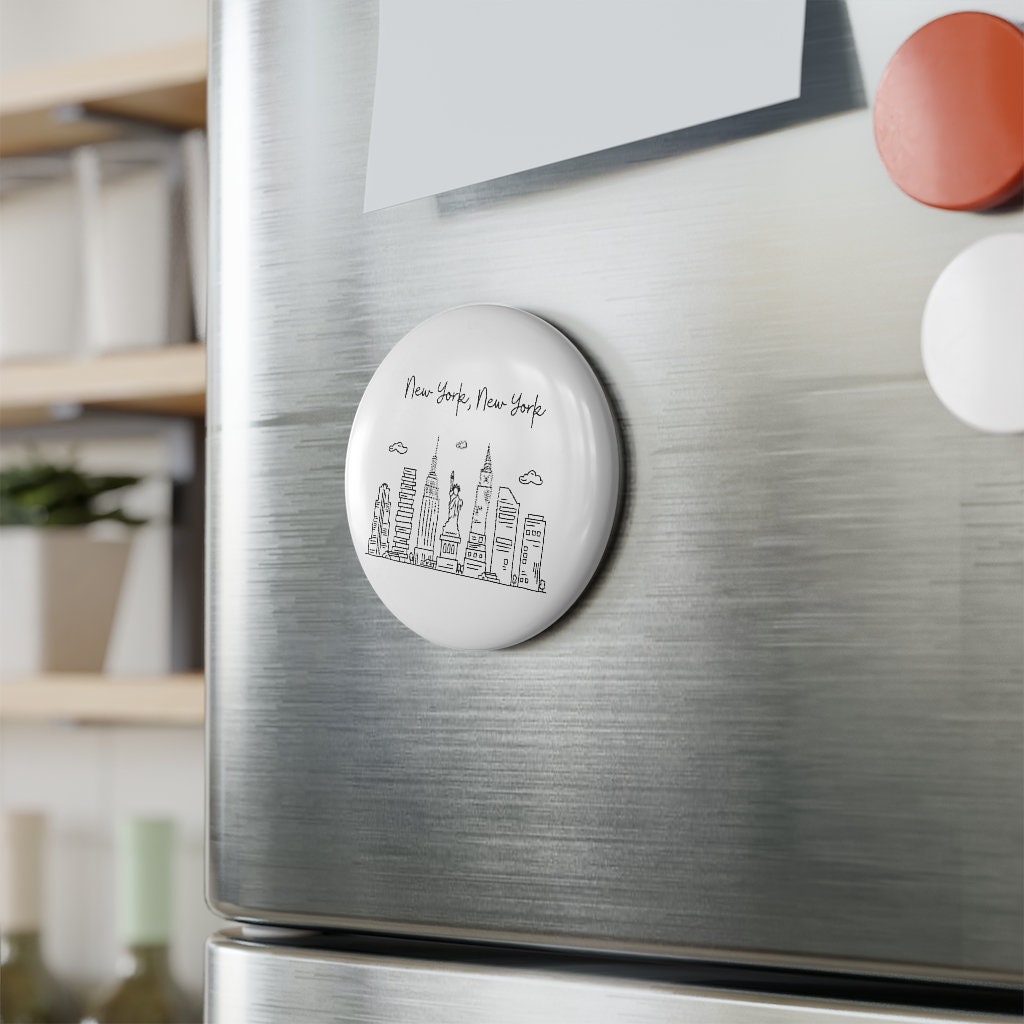 New York, New York Button Magnet, Round (1 & 10 pcs)