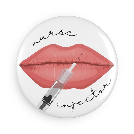 Nurse Injector Lips Syringe Button Magnet, Round (1 & 10 pcs)