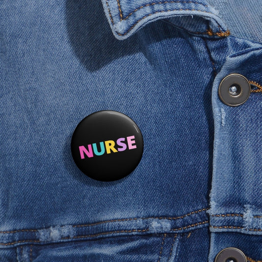 Nurse Colorful Black Pin Buttons