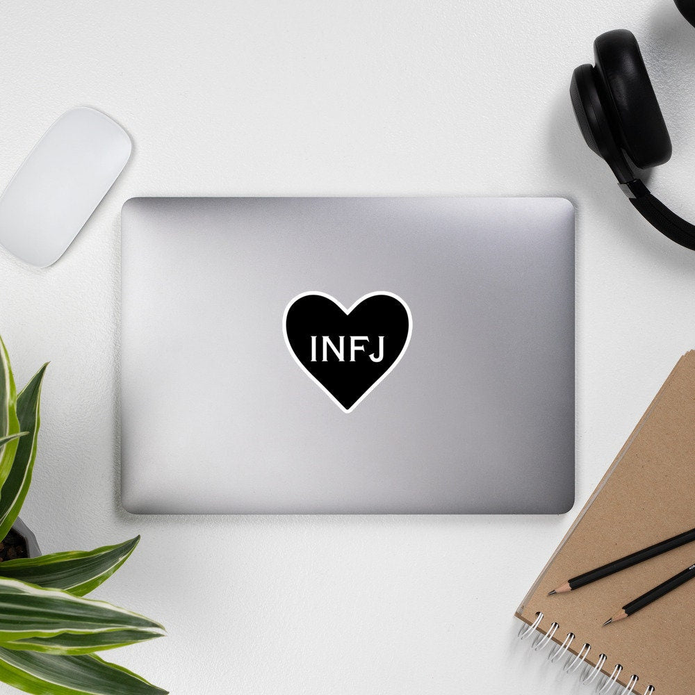 INFJ Black Heart Bubble-Free Stickers