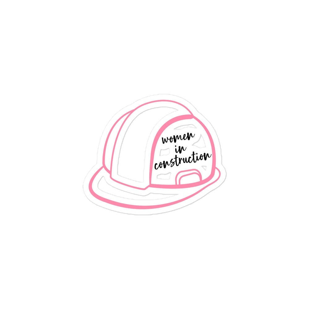 Women In Construction Pink Hardhat Bubble-Free Stickers
