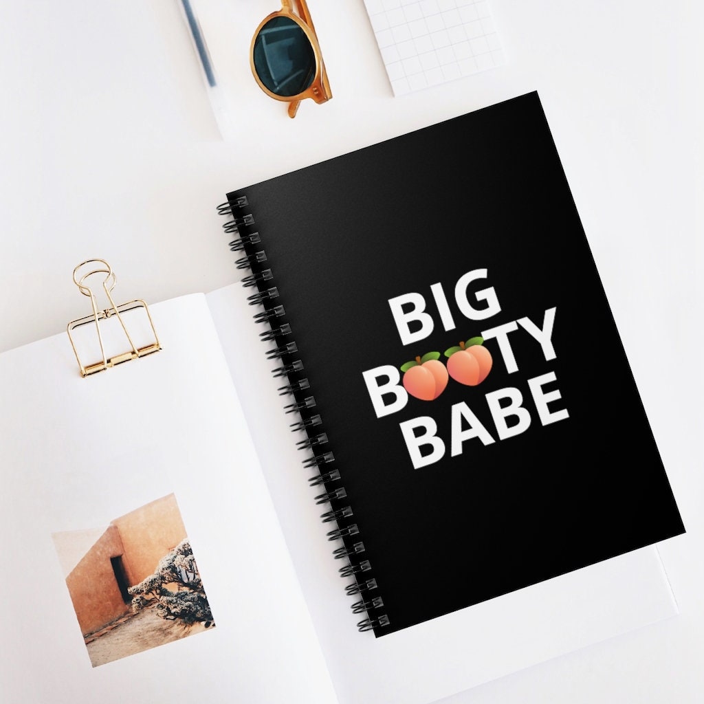 Big Booty Babe Peach Black Spiral Notebook - Ruled Line