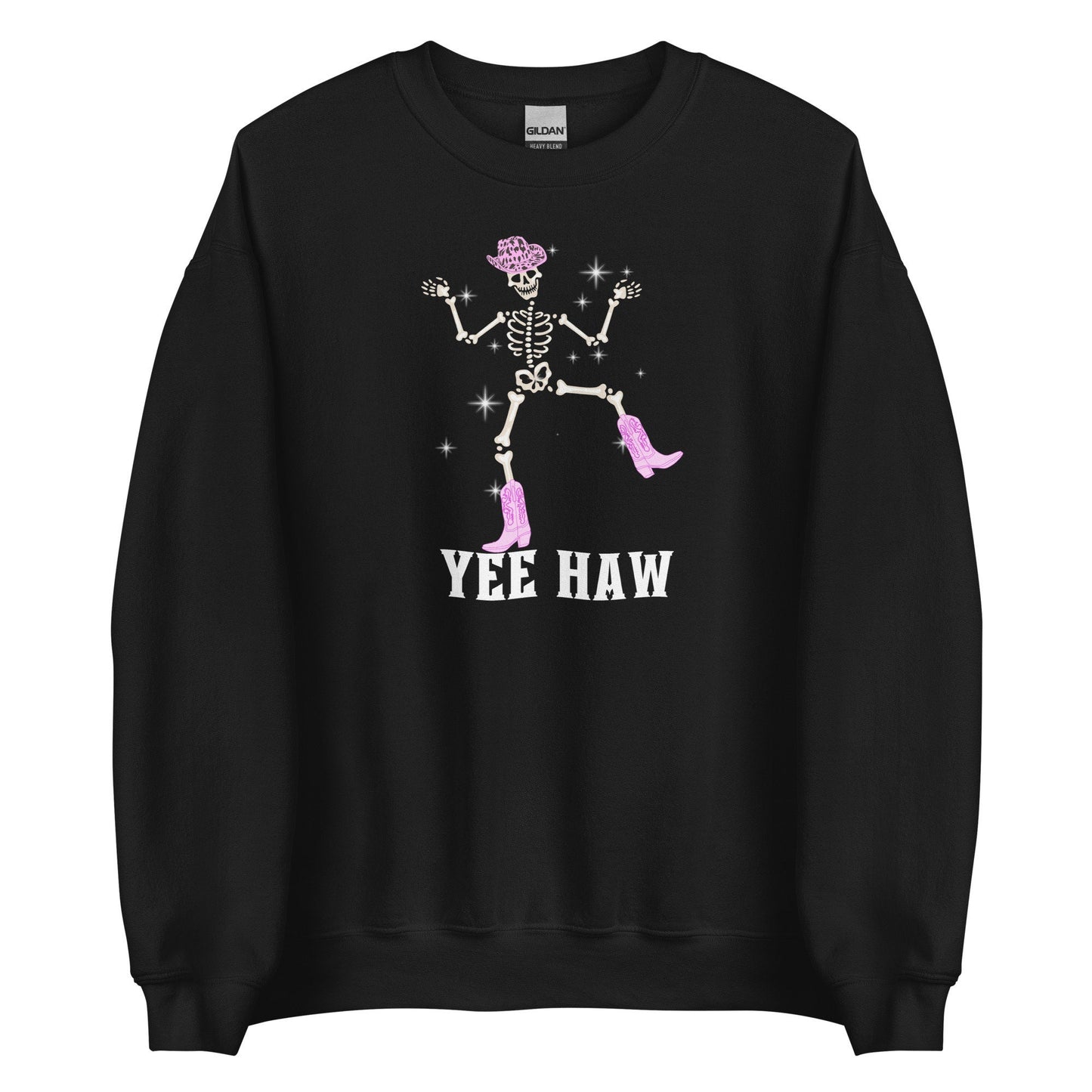 Glam Skeleton Cowgirl Yee Haw Sparkle Unisex Crewneck Sweatshirt