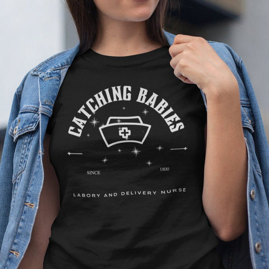 Catching Babies Labor And Delivery Nurse Sparkle Mystical Short-Sleeve Unisex T-Shirt
