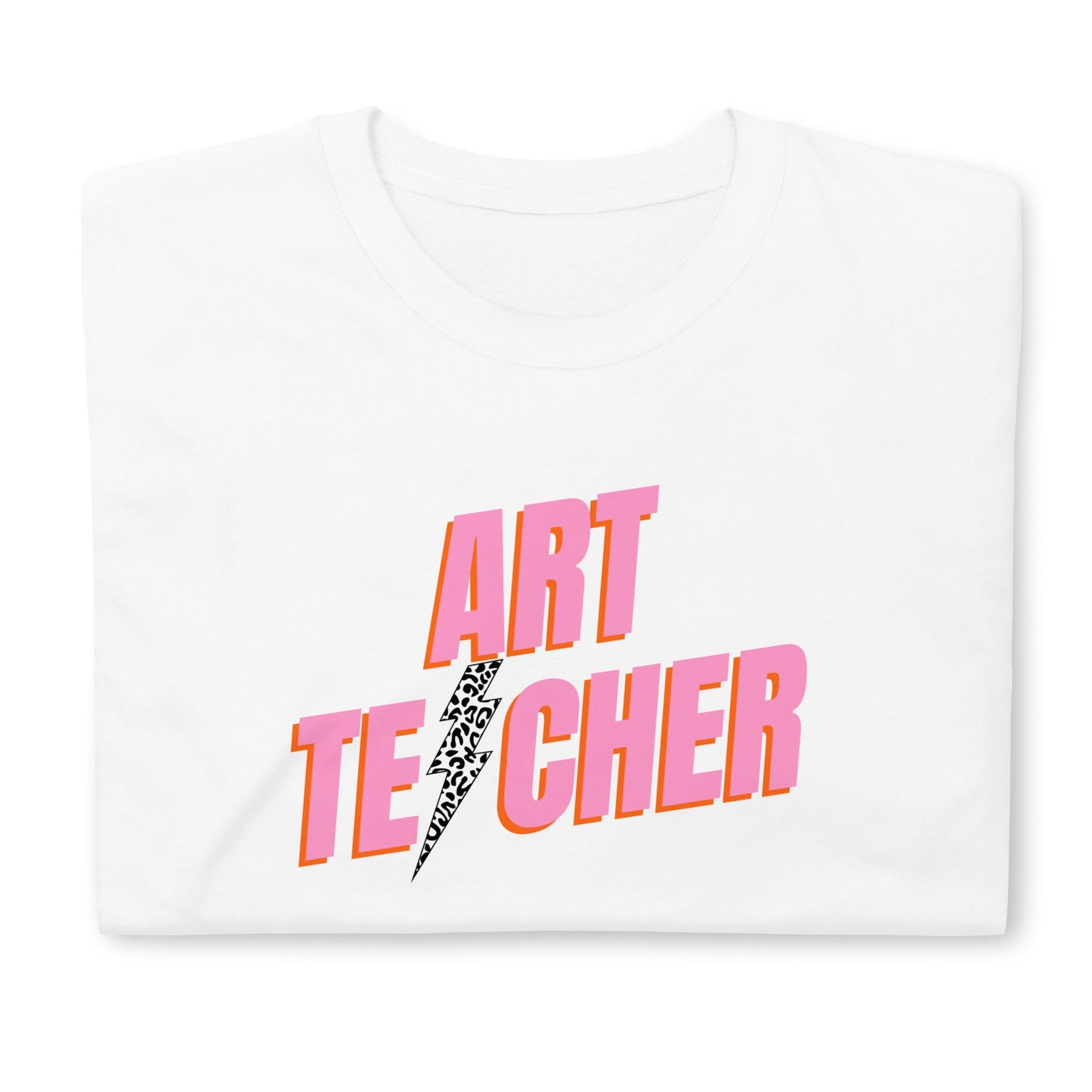 Art Teacher Lightning Bolt Pink Short-Sleeve Unisex T-Shirt