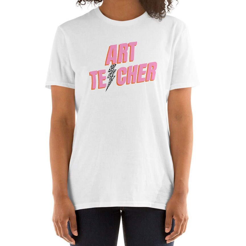 Art Teacher Lightning Bolt Pink Short-Sleeve Unisex T-Shirt