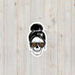 Messy Bun Smiley Skeleton Leopard Print Sunglasses Bubble-Free Stickers