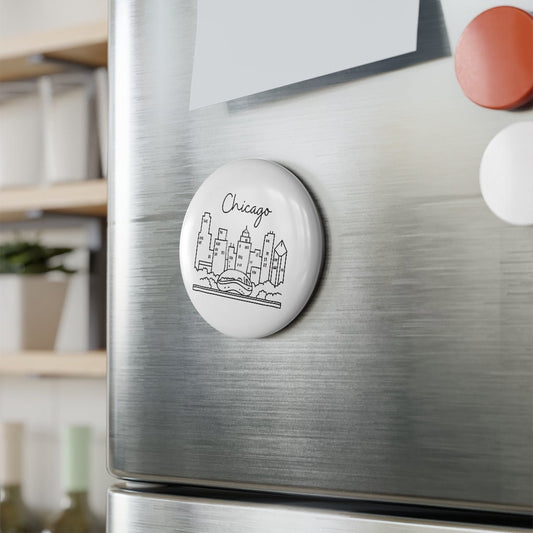 Chicago Skyline, The Bean Button Magnet, Round (1 & 10 pcs)