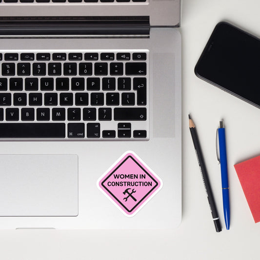 Women in Construction Pink Bubble-Free Stickers