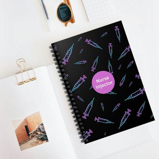 Nurse Injector Neon Black Spiral Notebook