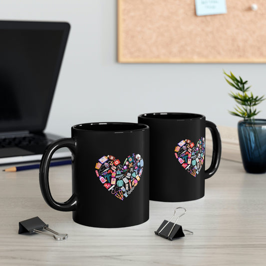 Medical Heart, Nurse, Doctor, Healthcare Black 11oz Black Mug