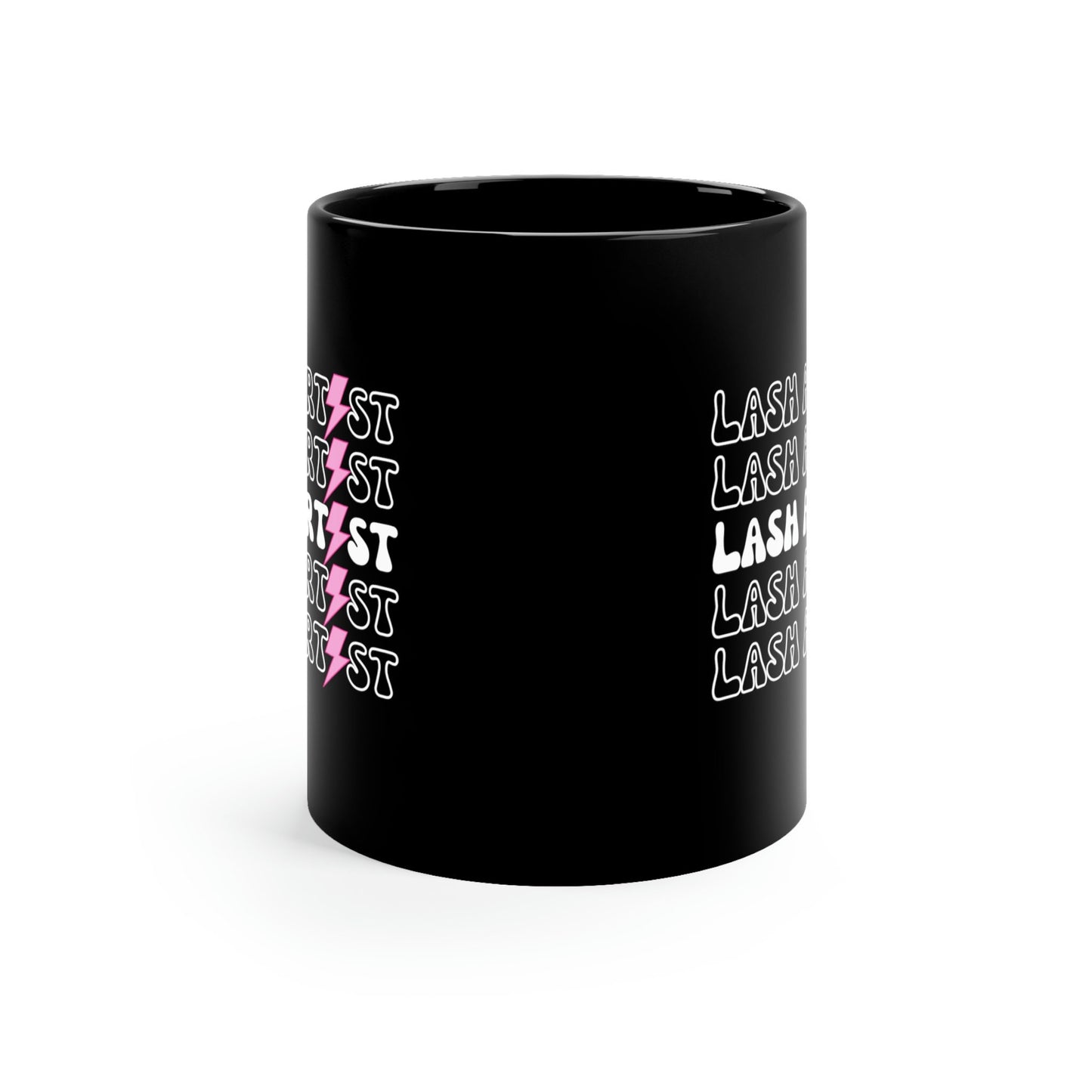 Lash Artist Pink Lightning Bolt, Aesthetician 11oz Black Mug