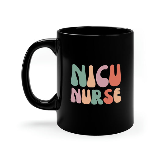 NICU Nurse, Colorful Neonatal Intensive Care 11oz Black Mug