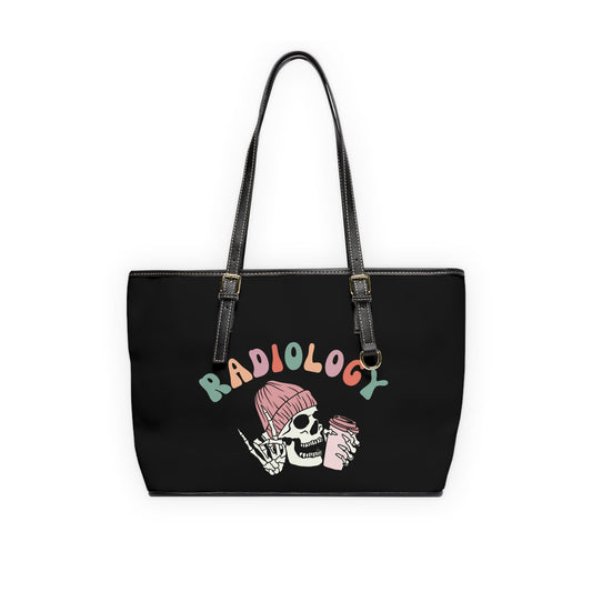 Radiology, Radiologist, Cute Skeleton, PU Leather Shoulder Work Bag