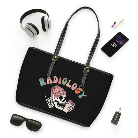 Radiology, Radiologist, Cute Skeleton, PU Leather Shoulder Work Bag