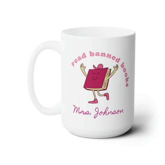 Read Banned Books, Custom, Personalized, Cute Retro Book Ceramic Mug 15oz