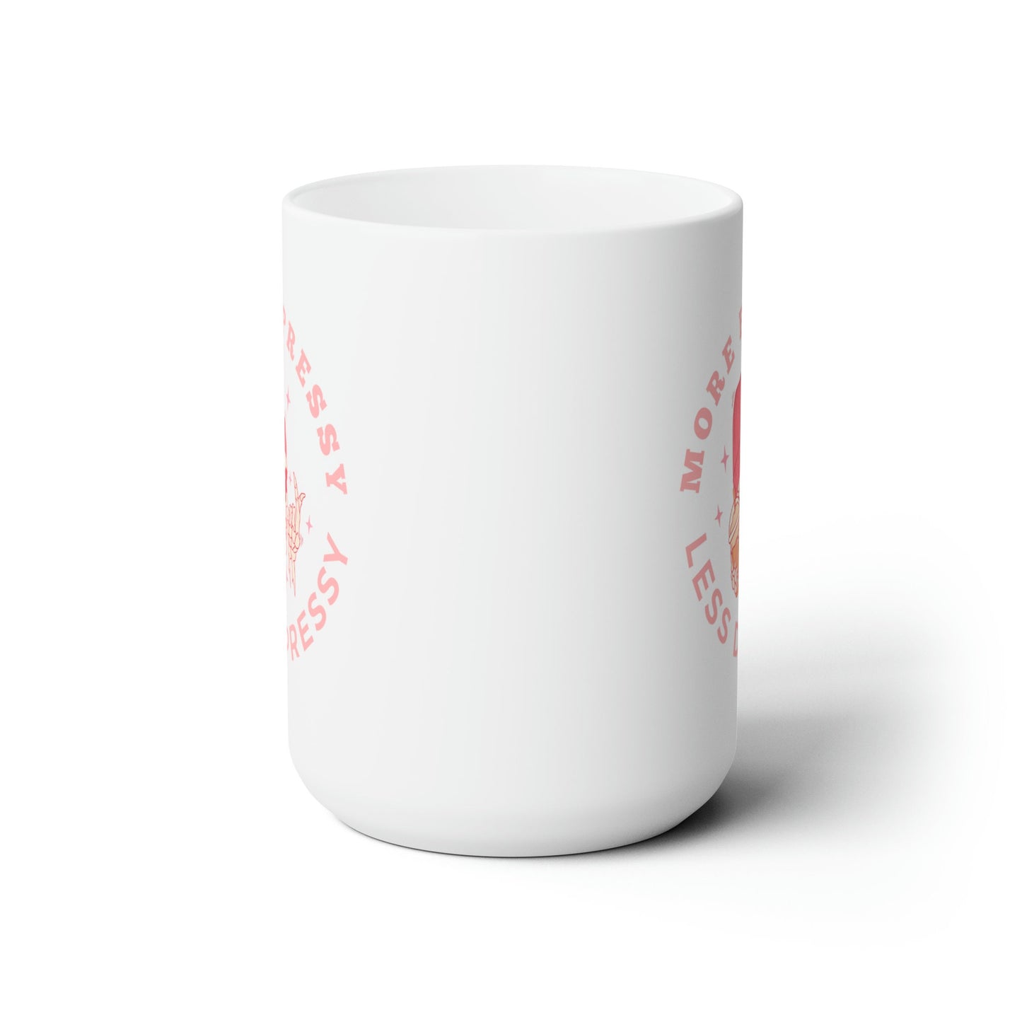 More Espressy, Less Depressy, Cute, Pink Skeleton Coffee Ceramic Mug 15oz